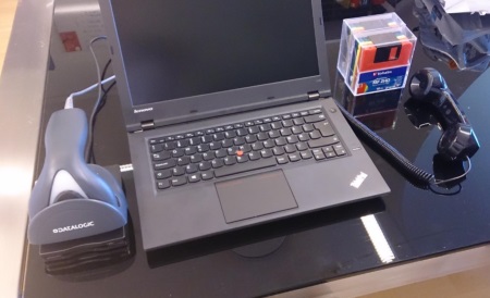 A floppy copy workstation in 2015. The phone handset is just there for giggles.